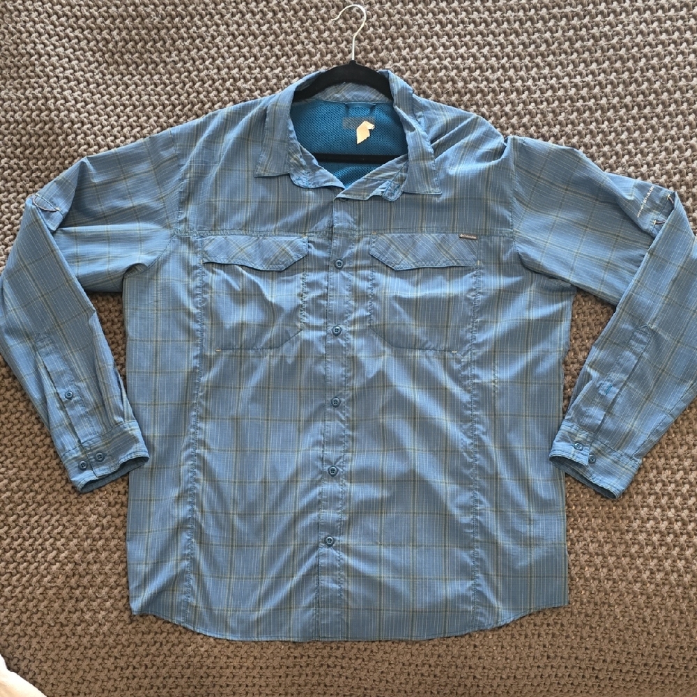 Columbia Men's Omni-Shade (SPF) Blue Lightweight Shirt - XL